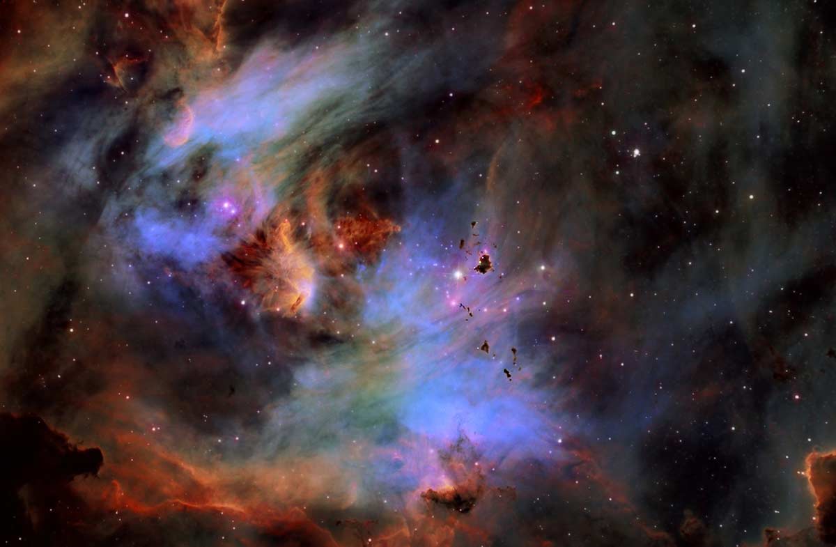 Astrophotograph of globules in the Running Chicken Nebula by Fred Vanderhaven